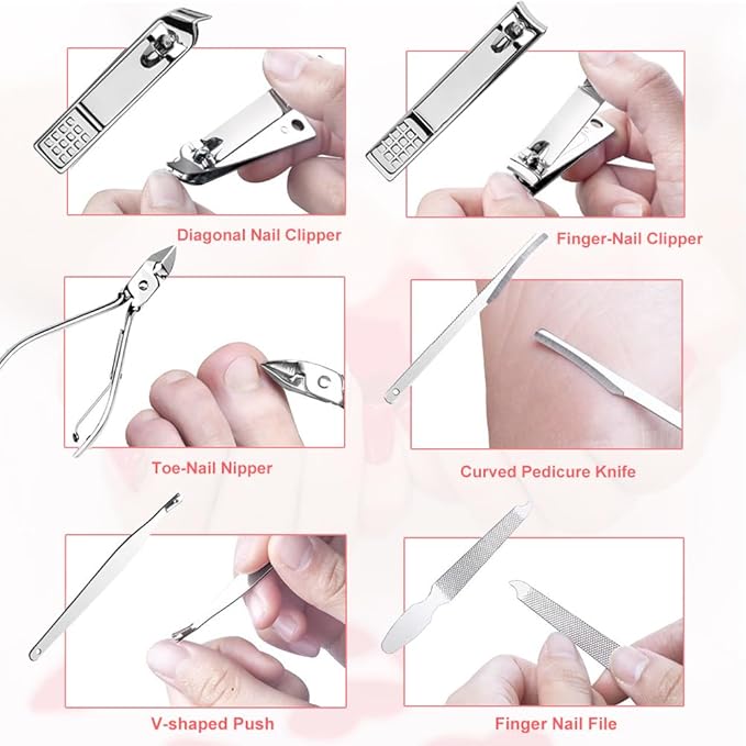 Cute Manicure Set for Women,Nail Clipper Grooming Kit for Teen Girls, Girlfriend, Wife, Mom,Small Gift Idea for Christmas Stocking Stuffers or Birthday Gift