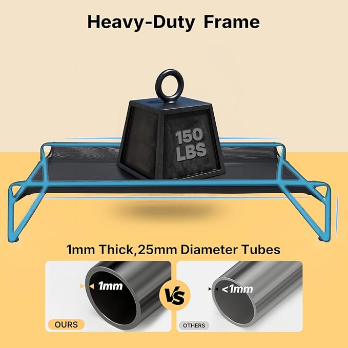 Veehoo Original Outdoor Elevated Dog Bed, Cooling Raised Dog Cot for Large Dogs, Portable Standing Pet Hammock Platform with Washable Breathable Mesh, No-Slip Feet, XX-Large, Black Silver, CWC2201