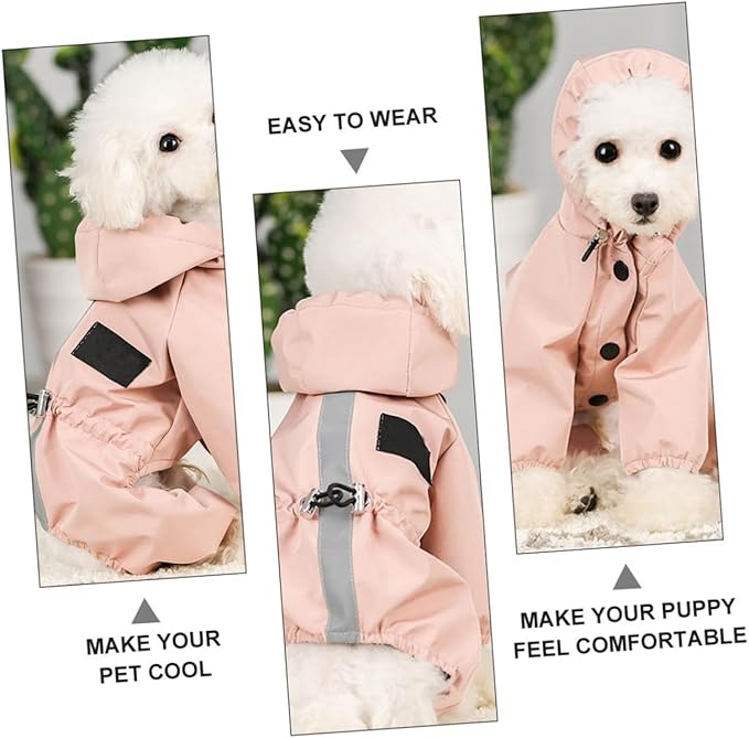 Angoily Reflective Dog Raincoat Lightweight Breathable Hoodie with Adjustable Drawstring Windproof Puppy Clothes for XXL Pets and Easy to Wear