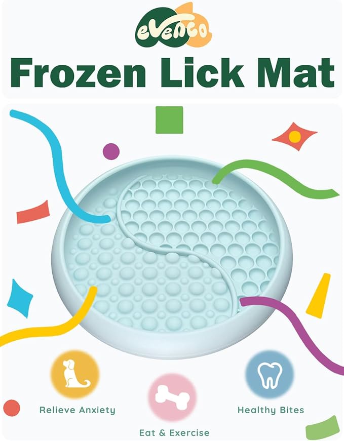 Lick Mat for Dogs, Silicone Slow Feeder Licking Mat with Non-Slip Suction Cups, Freeze-Friendly Lick Bowl for Enrichment Play, Anxiety Relief & Keeps Busy (8.0" x 1.4" Mint Green)