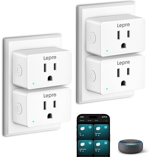 Lepro P1 Smart Plug Mini 15A, WiFi Outlet Plugs Compatible with Alexa & Google Assistant, Voice/APP Control, Timer & Group Controller, ETL & FCC Certified, 2.4GHz Only, 4-Pack