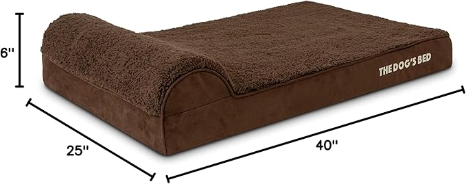 The Dog’s Bed Orthopedic Headrest Dog Bed Large Brown, Memory Foam, Pain Relief for Arthritis, Hip & Elbow Dysplasia, Post Surgery, Lameness, Waterproof Washable Cover