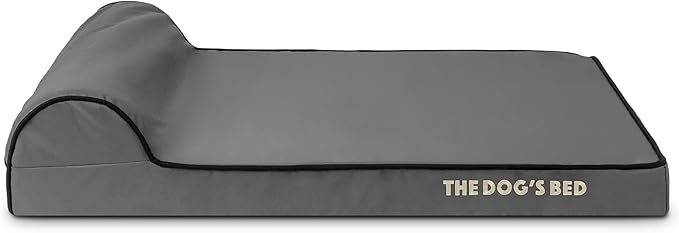 The Dog’s Bed Orthopedic Headrest Dog Bed Med Grey/Black, Memory Foam, Pain Relief: Arthritis, Hip & Elbow Dysplasia, Post Surgery, Lameness, Waterproof Washable Cover