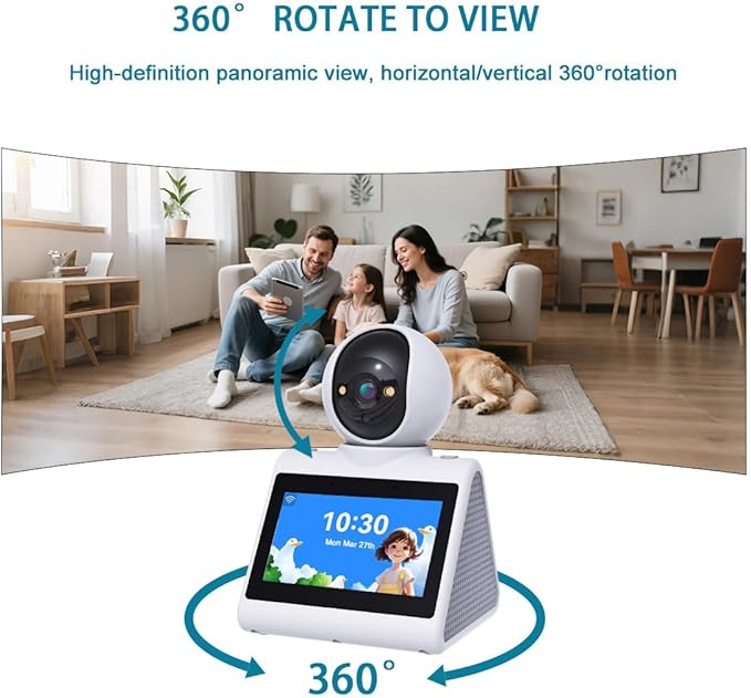 Two Way Video Camera,Indoor Home Security Cameras Baby Monitor Pet Dog Camera with Phone App,Motion for Elderly/Nanny/Pet/Dog/Baby,Audio Calling Device Pan Til,Motion Detection