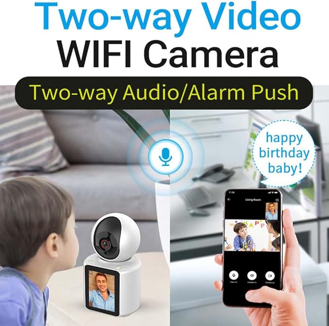Two-Way Video Camera 2.8-inch Screen,Pet Camera,Dog Camera,Indoor Home Nanny Camera,Baby/Elder/Nanny/Dog/Pet Camera with Phone App(Im Cam),360°Smart Security Camera,1080p HD