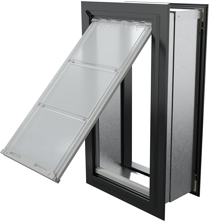 Endura Flap Giant Dog Door for Walls | Designed for Extra-Large & Tall Dogs | Energy Efficient Wall Mount Pet Door | Durable & Pet Safe | Black, Single Flap Wall Mount