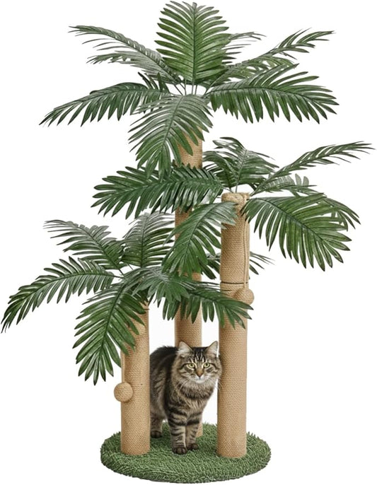 31.5Inch Cat Scratching Post,Cat Scratcher Tree with 3 Scratching Poles & 2 Interactive Dangling Balls,Cats Scratching Posts for Indoor Kitten & Adult Cats