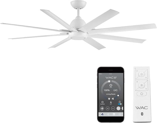 WAC Lighting F-064-MW Mocha XL 66" Outdoor Ceiling Fan & Remote, Matte White
