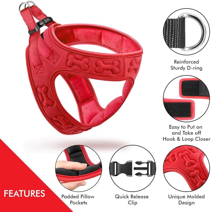 Comfort fit Step-in Dog & Puppy Harness - Comfortable All Weather Dog Vest Harness: Adjustable, Soft Padded, Easy to Put-on for Small, Medium-Sized Dogs.