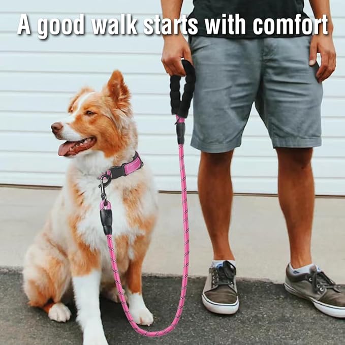 COOYOO Dog Leash 5/6 FT with Comfortable Padded Handle and Highly Reflective Threads for Small Medium and Large Dogs