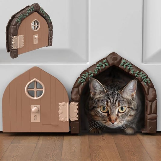 Fairy® Door Interior Pet Door - Large Cat Door for Cats Up to 20 lbs, Durable & Versatile Indoor Kitty Door for Solid or Hollow Core, Stylish Cat Hole, Comfortable, Easy Install, with Tight Lock