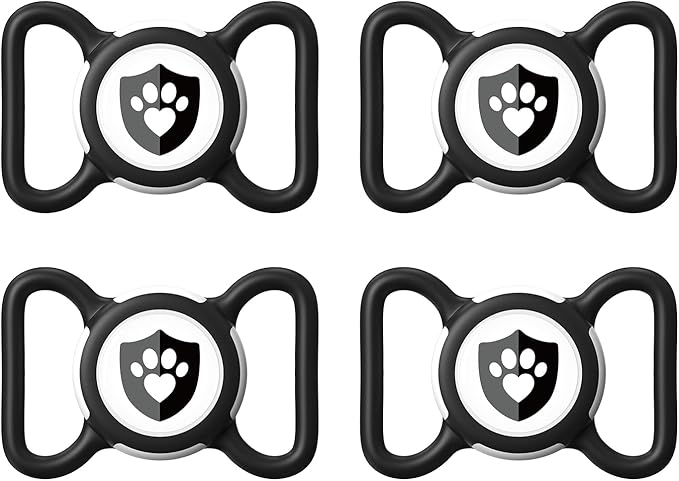 4 Pack Waterproof AirTag Dog Collar Holder for Apple Tracker Black