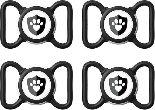 4 Pack Waterproof AirTag Dog Collar Holder for Apple Tracker Black