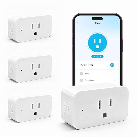 DAYBETTER Smart Plug 15A/1800W, Smart Plugs Compatible with Alexa and Google Home, 2.4GHz WiFi Bluetooth Alexa Smart Plugs, Smart Outlet with APP Control, Timer & Schedule, 4Pack
