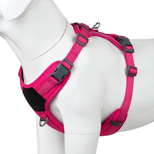 Plutus Pet No Pull Dog Harness, Release at Neck, Soft Padded, Reflective Adjustable Dog Vest Harness for Small, Medium, Large Dogs(Hot Pink, XL)