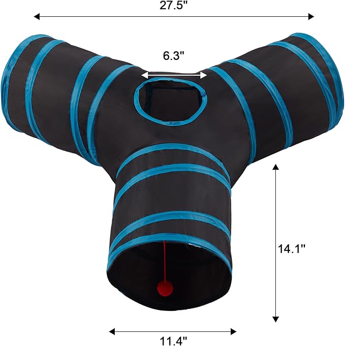 Cat Tunnels for Indoor Cats 3 Way Play Toy Kitty Tunnel Peek Hole Toy with Ball for Cat Tube Fun for Rabbits Kittens and Dogs
