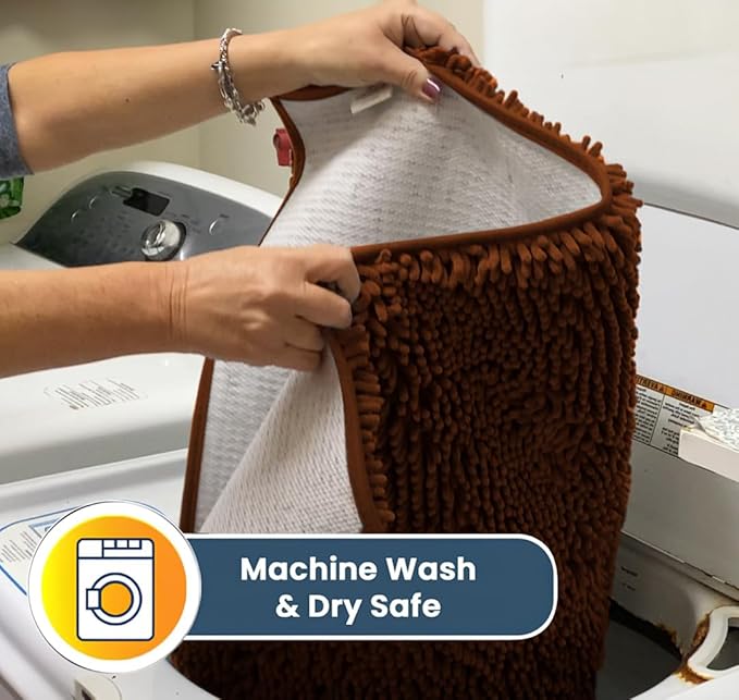 Muddy Mat® | Super Absorbent Door Mat Indoor, Microfiber Quick Dry Chenille Entryway Rug, Non-Slip Front Door Mat, Indoor Mats for Entryway, Machine Washable Pet Rug, Orange 36" x 120"