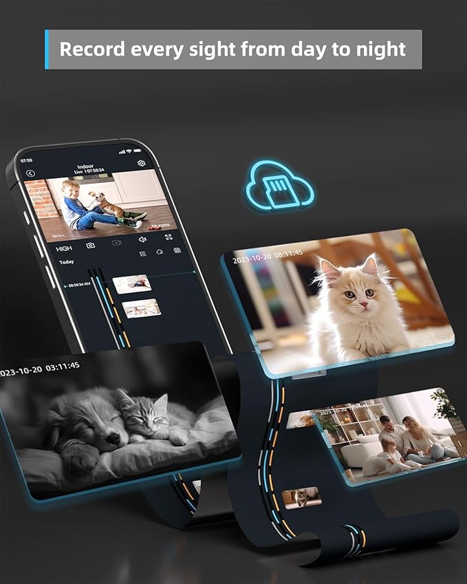 Security Camera 2K, blurams Baby Monitor Dog Camera 360-degree for Home Security w/Smart Motion Tracking, Phone App, IR Night Vision, Siren, Works with Alexa & Google Assistant & IFTTT, 2-Way Audio