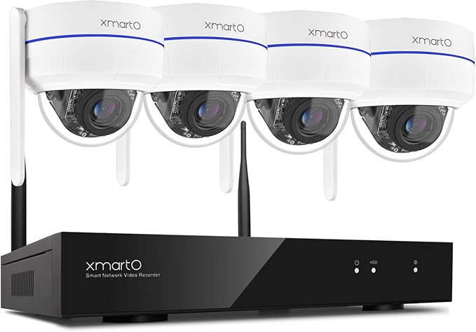 xmartO [AI Tracking Dome CAM] 10CH 2K HD Metal Dome PTZ Wireless Security Camera System, 4*Automatic Tracking, 2-Way Audio and Night Vision Camera, 10CH 4K Long Range WiFi 6 Surveillance DVR NVR Kit