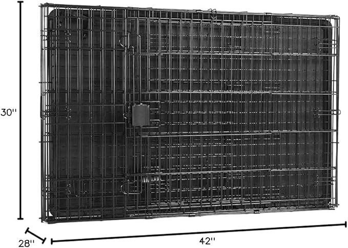 Amazon Basics - Durable,Foldable Metal Wire Dog Crate with Tray, Double Door, 42 x 28 x 30 in, Black