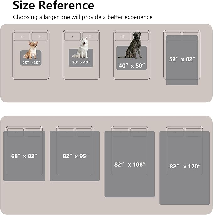 Waterproof Dog Blanket for Large Dogs, Leak Proof Pet Throw Couch Blankets Reversible Sofa Bed Furniture Protector Machine Washable- 40"x50",Lightgrey+Darkgrey