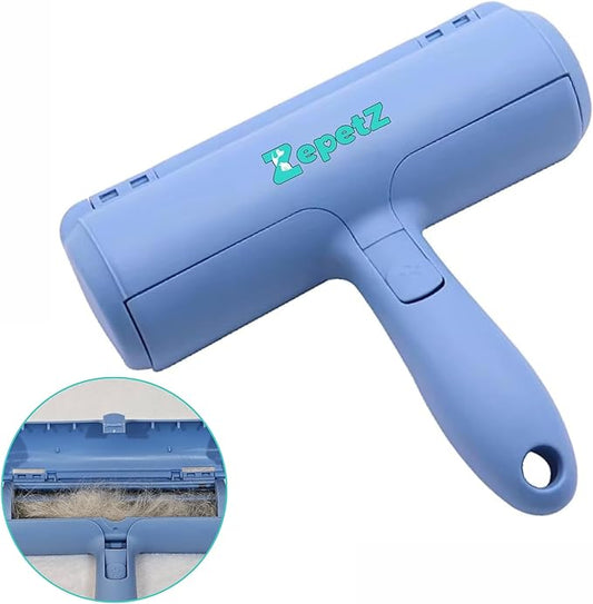 Pet Hair Remover Roller – Reusable Self-Cleaning Fur Removal Tool for Dogs & Cats – Ergonomic & Eco-Friendly Lint Roller for Couch, Carpet, Bed, Car Seat & More (Blue)