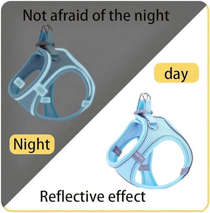 Dog Harness Small Sized and Leash Set, Dog Harness with Leash Set, Comfortable Air Mesh Dog Vest Harness with Reflective Strip, Reflective for Safe Easy Walking Dogs, Cats, Blue S