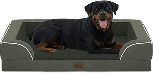 Orthopedic Dog Beds for Extra Large Sized Dogs, Waterproof Memory Foam XL Pet Bed with Sides 48x30Inch, Non-Slip and Egg-Crate Foam Big Dog Couch Bed with Removable Washable Cover, Dark Green