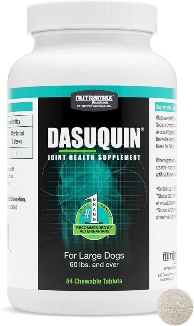 Nutramax Dasuquin for Large Dogs, Joint Health Supplement, Contains Glucosamine for Dogs, Plus Chondroitin, ASU and More, Supports Healthy Joints, Chewable Tablets, 84 Count