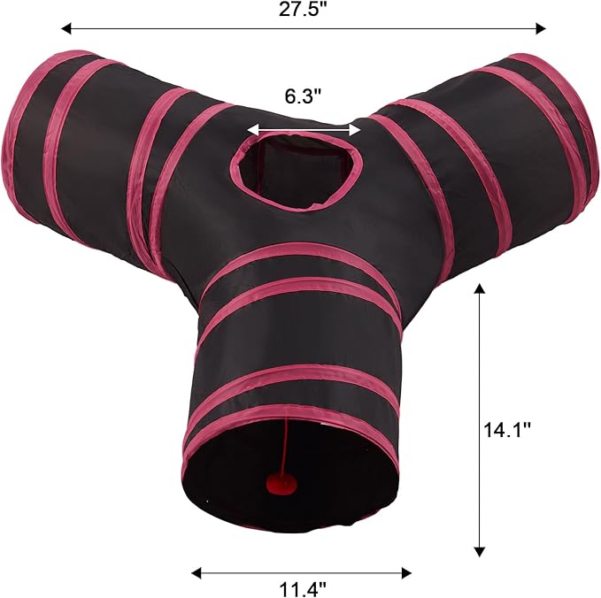 Cat Tunnels for Indoor Cats 3 Way Play Toy Kitty Tunnel Peek Hole Toy with Ball for Cat Tube Fun for Rabbits Kittens and Dogs