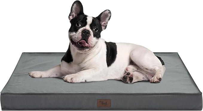 Outdoor Dog Bed for Small Dogs, Waterproof Dog Crate Bed for Medium Dogs Cats, Orthopedic Egg Crate Foam Pet Bed with Washable Removable Oxford Cover, Grey