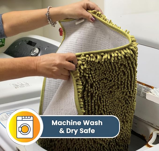 Muddy Mat® | Super Absorbent Door Mat Indoor, Microfiber Quick Dry Chenille Entryway Rug, Non-Slip Front Door Mat, Indoor Mats for Entryway, Machine Washable Pet Rug, Yellow 35"x60"