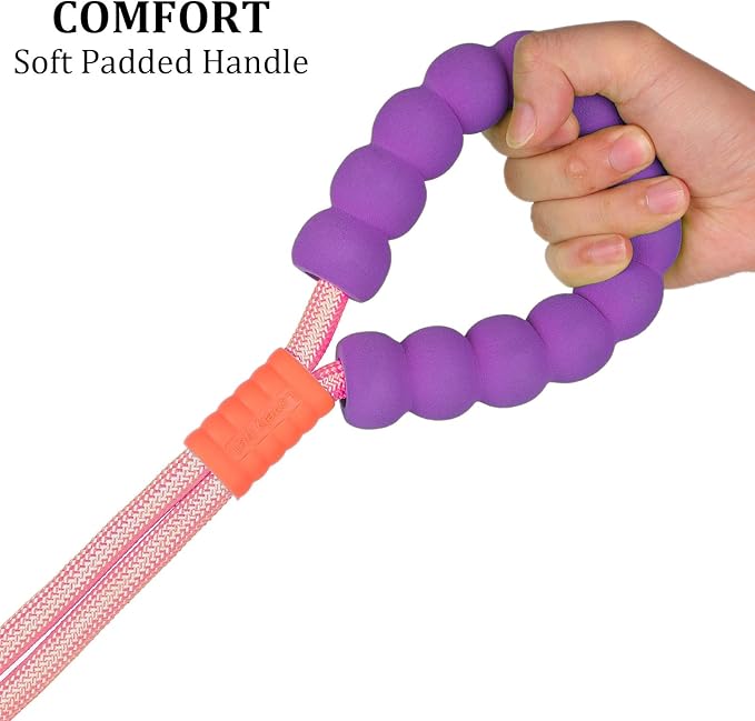 JSXD Dog Leash,5 FT Heavy Duty Dog Training Leash,Double Handle Comfortable Padded Hands Free Dog Leash,Adjustable Crossbody Waist Leash for Small Medium Large Dogs(Pink)