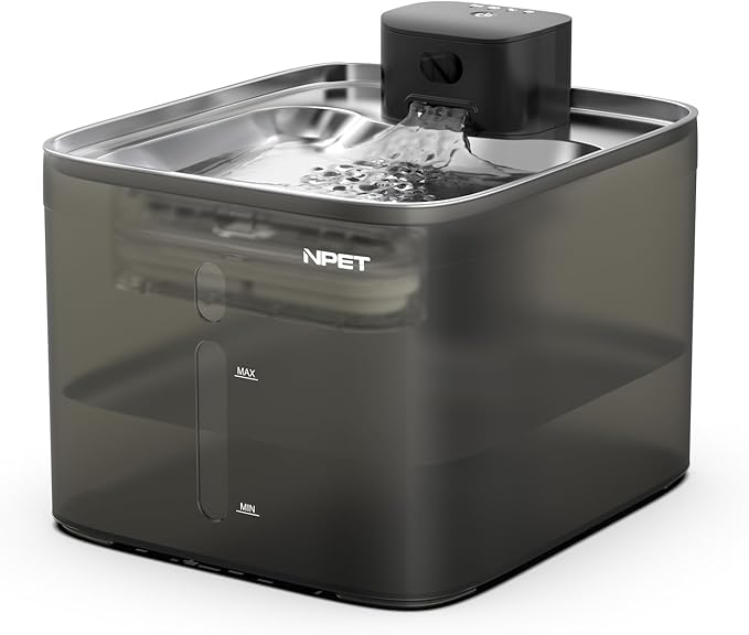 NPET Wireless Cat Water Fountain, 4L/1Gallon Battery Operated Pet Fountain with Smart Motion Sensor, 4000mAh Rechargeable Battery & Quiet Pump, Automatic Cordless Water Dispenser for Cats, Dogs,Pets