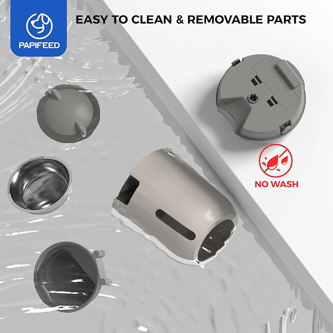 PAPIFEED Automatic Cat Feeder, 2.4G WiFi Auto Cat Food Dispenser with App Control, 3L Auto Pet Feeder with Dual Power Supply, Detachable for Easy Clean for Cats and Small Dogs, Grey