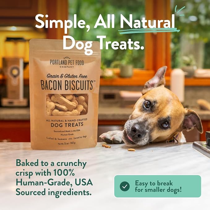 Portland Pet Food Company Natural Dog Treats Variety Pumpkin Gingerbread & Bacon Dog Biscuits - Grain-Free, Human-Grade Healthy Training & Snacks - Puppy, Small, Large Breed - Made in the USA - 3 Pack
