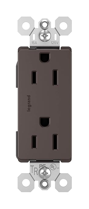 Legrand radiant 885TRDBCC12 15 Amp Tamper Resistant Decorator Duplex Outlet, Side Wire or Push Wire, Dark Bronze (1 Count)