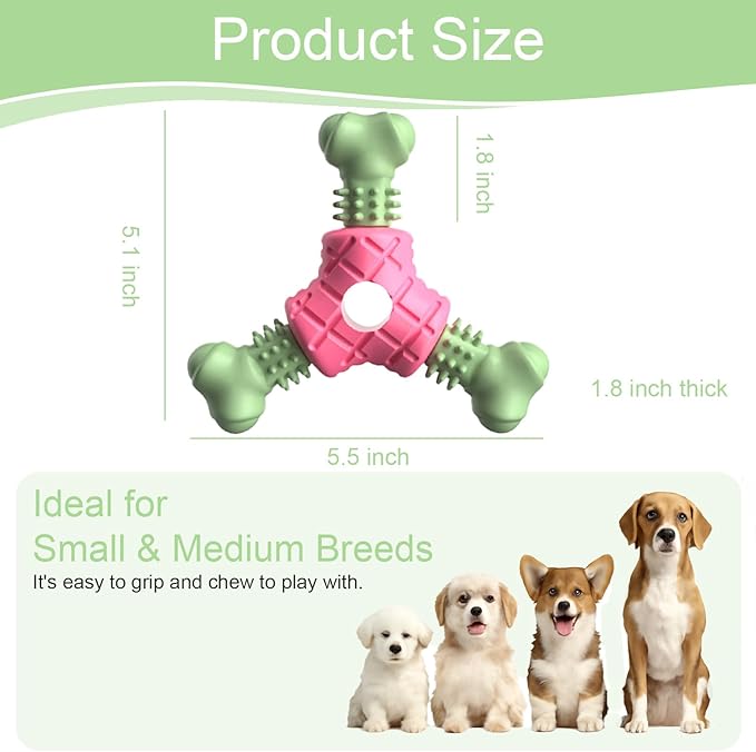 Puppy Chew Toys for Teething, Indestructible Dog Chew Toys for Aggressive Chewers - Small & Medium Breeds, Rubber Dog Bone Toy, Tough Puppy Toys to Keep Them Busy and Relieve Anxiety