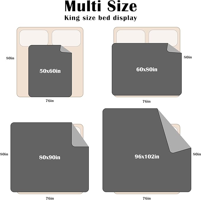 Catalonia Waterproof Blanket for Bed, Reversible Fleece Couch Sofa Furniture Protector, Leak Proof Dog Blankets, Grey