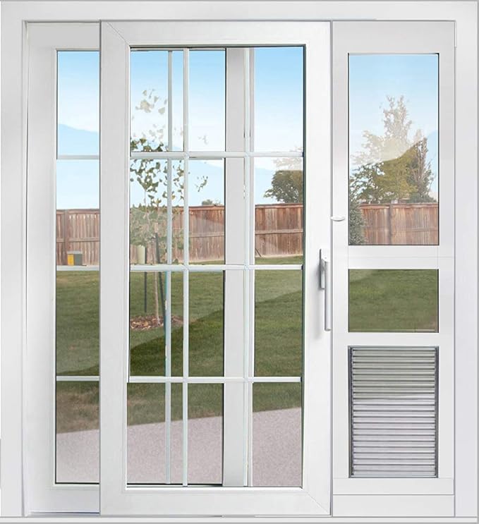 Armor Flex Air Tight Aluminum Frame Low-E Patio Pet Doors - High Tech Pet - Dog Door-Cat Door-Sliding Glass Patio Door Installation-Extra Large Pet - Extra Tall Sliding Glass Door Height - AF1-STE-XL