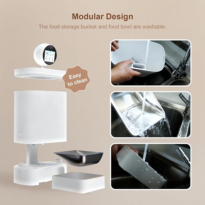 Automatic Cat Feeder with Camera 360°, 2K HD Pet Feeder with Night Vision & 2-Way Audio, Smart APP Control, AI Smart Cat Feeder, Up to 16 Meals/Day, 5.5L Timed Food Dispenser for Cats & Dogs