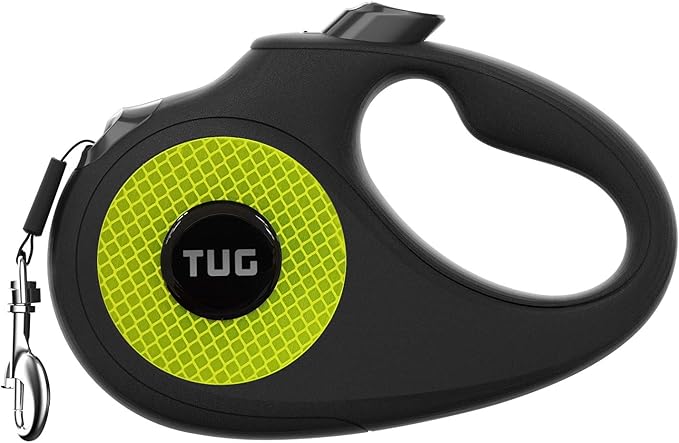 TUG 360° Tangle-Free Reflective Retractable Dog Leash | 16 ft Strong Nylon Tape (Small)