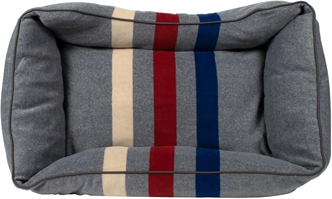 Pendleton Fleece Kuddler Dog Bed - Cabin Stripe Gray, M
