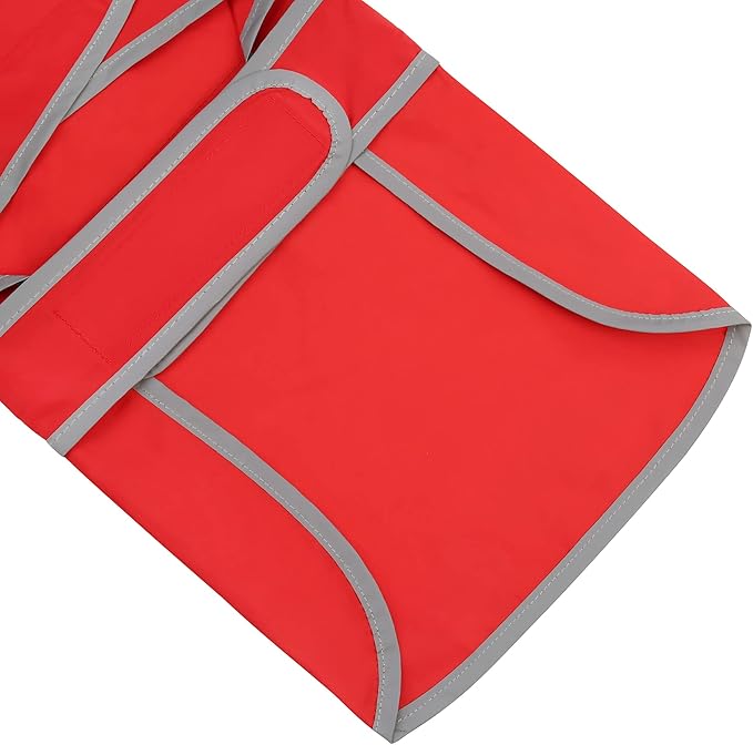 Dog Raincoats for Large Dogs Waterproof Hooded Rain Jacket with Reflective Strips Leash Hole & Poncho Adjustable Fit (Red,XL)