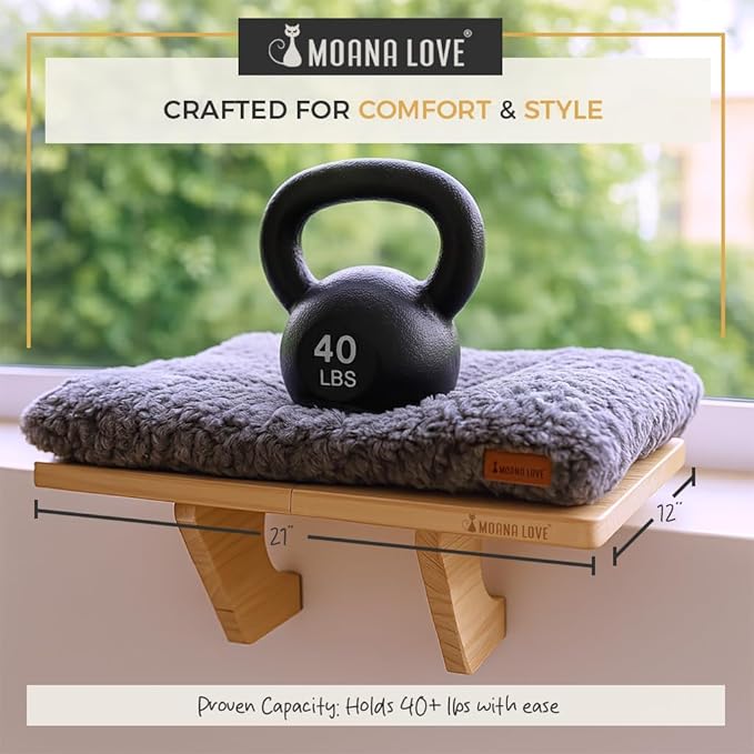 Cat Window Bed - Cozy Window Perch for Cats Inside - Stylish Cat Furniture with Soft Cushion, Perfect Kitten Bed & Cama para Gatos for Sunbathing, Hamaca para Gatos