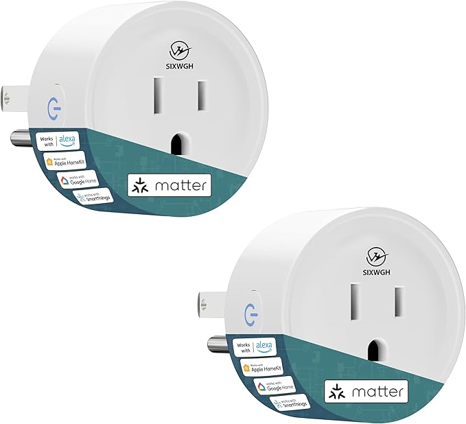 Smart Plug, Matter Compatible, Matter Hub Required, Easy Setup(FFS:Frustration-Free Setup), Work with Alexa, Google Home, Apple HomeKit(Siri)& SmartThings, 2.4 GHz Wi-Fi only (2 Pack)