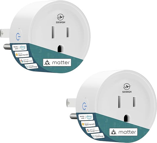 Smart Plug, Matter Compatible, Matter Hub Required, Easy Setup(FFS:Frustration-Free Setup), Work with Alexa, Google Home, Apple HomeKit(Siri)& SmartThings, 2.4 GHz Wi-Fi only (2 Pack)