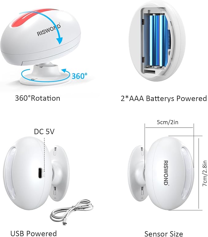 Motion Sensor Door Chime, Wireless Motion Detector Alarm Indoor, Business Entry Alert Bell with Buzzer, Doorbell for Home/Garage Door/Store, USB/Battery Powered