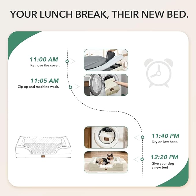 Orthopedic XXL Dog Beds, Waterproof Memory Foam Big Pet Bed for Extra Large Sized Dogs 53x42Inch, Non-Slip Bottom and Egg-Crate Foam Dog Couch Bed with Washable Removable Cover, Beige