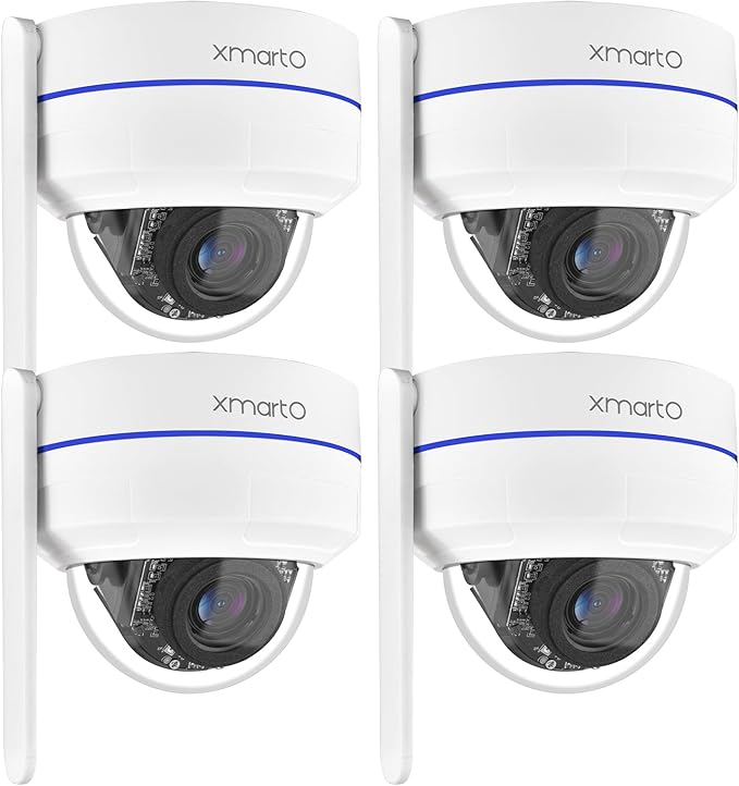 xmartO [AI Tracking Ceiling CAM 2K HD Metal Dome PTZ Wireless Security Camera with Automatic Tracking, 2-Way Audio and Night Vision (Standalone WiFi Camera 4-Pack, NOT add-on CAM to NVR)